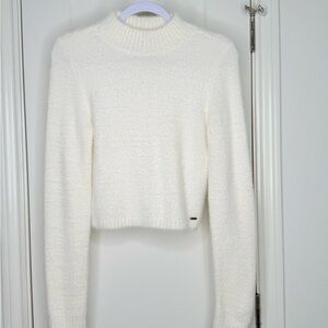 Hollister White Cowl Neck Cropped Sweater